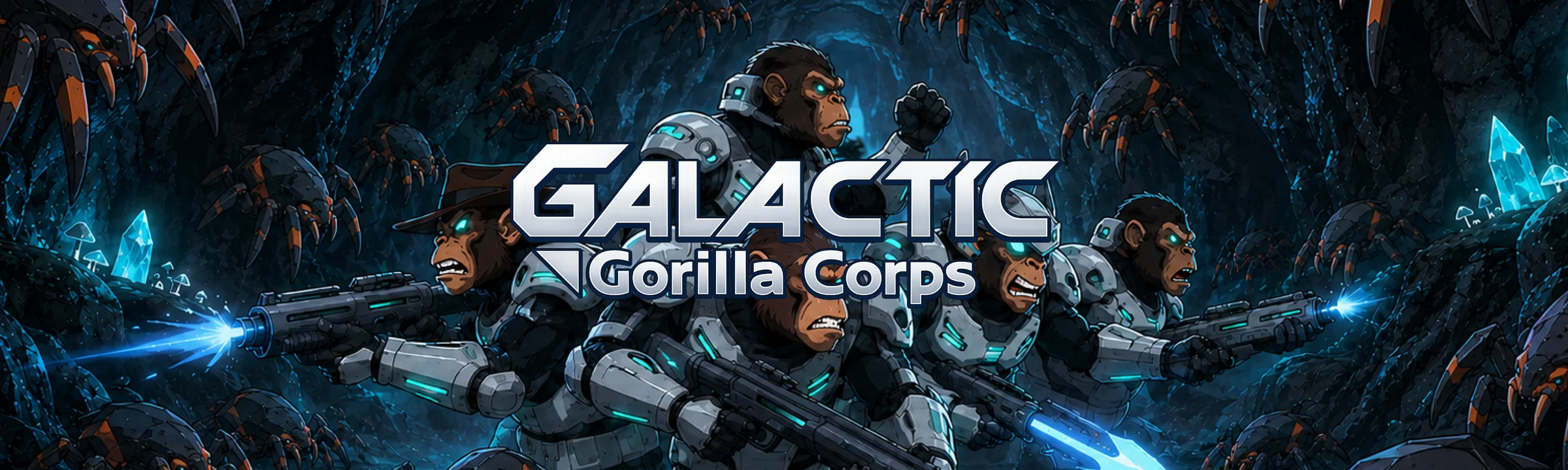 Galactic Gorilla Corps soldiers surrounded by alien Arachnids